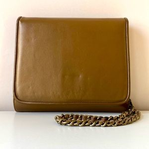 Bronze Leather Stuart Weitzman Crossbody Clutch